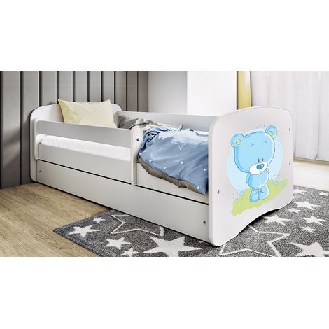 Letto 80x180 compreso di rete e cassetto Kocot Kids Babydream Ourson bleu - Bianco