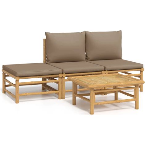 Maison Exclusive - 4-tlg. Garten-Lounge-Set mit Taupe Kissen Bamb