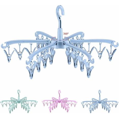 Pliant Etendoir Chaussette 24 Piéces pour Chaussettes, Support Chaussettes Etendoir, Serviettes, sous-Vêtements, Inserts de Chaussures (Bleu) (1/5)