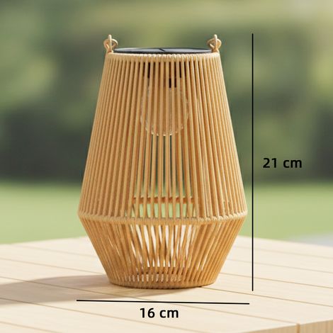 Ensemble de 2 lampes solaires suspendues en rotin avec capteur de luminosité, étanches IP44, pour jardin ou balcon, marron (1/5)