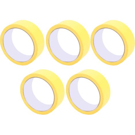 5 rouleaux de ruban de masquage de 35 mm x 20 m, faciles à déchirer, imperméables et inscriptibles, pour peintres, murs, voitures, maison, peinture jaune (1/5)