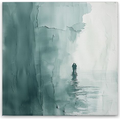Leinwandbild Strandmotiv Abstrakt M1-No.51868 - Kunstdruck auf Leinwand in Blau Grau - Wandbild 30 x 30 cm
