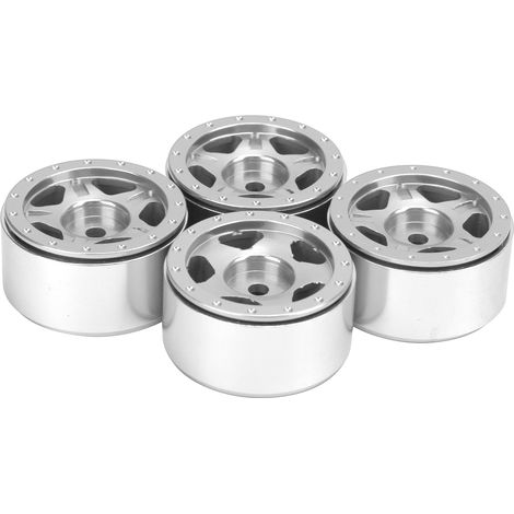 4 Stück RC-Radnaben aus Aluminiumlegierung für Axial SCX24 C10 JLU B-17 1/24 RC-Car-Teile, Silber (1/5)
