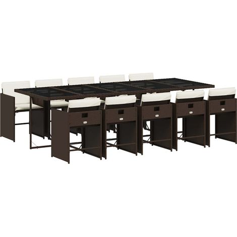 Maison Exclusive - Set comedor de jardín 11 pzas y cojines ratán (1/5)