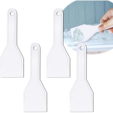 Lot de 4 grattoirs à glace en plastique pour réfrigérateur et congélateur - Grattoir à glace pour enlever la glace et la neige - Robuste - Blanc - Pour la maison et la voiture (1/5)