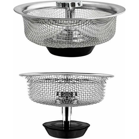 2pcs Universal Stainless Steel Kitchen Sink Strainer Sink Drain Accessory (1/5)