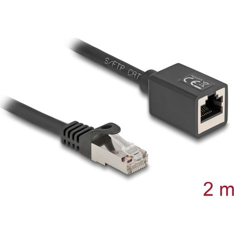 Delock Cable de extensiÃ³n de red RJ45 macho a RJ45 hembra Cat.6A S/FTP 2 m negro
