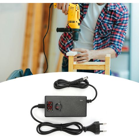 Adaptateur secteur 3-12 V 3 A à vitesse réglable, avec écran et prise 100-240 V EU.