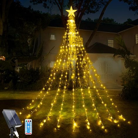 Guirlande Lumineuse Sapin de Noël, 9 Pièces 2M 198LEDs Solaire Extérieure Intérieure Lumineux Décorations, 8 Modes Guirlande Lumineuse avec Télécommande, Decoration Noel Exterieur (1/5)