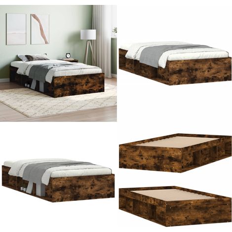 Cadre de lit sans matelas chêne fumé 100x200 cm - Cadre De Lit - Lit Double - Lit Design - Lit Moderne - Lit Coffre - Home & Living (1/5)