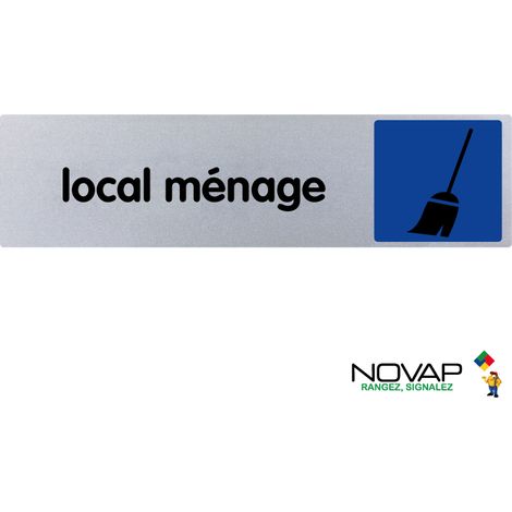 Plaque de porte Local ménage - couleur 170x45mm - 4038452