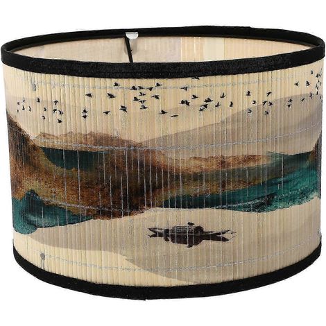 Cache-lumière en bambou 30 x 30 x 20 cm, décoration intérieure créative, beige, lot de 1 (1/5)