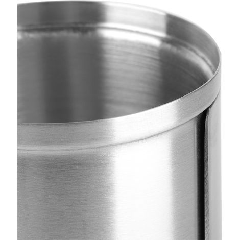 Aufbewahrungsbox aus silberfarbenem Edelstahl für Wattepads und Kosmetikapplikatoren, 18,5 cm (1/5)