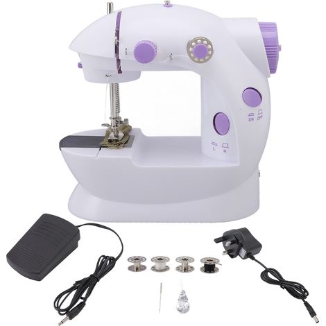 Handheld Sewing Machine Low Noise Mini Portable Electric Sewing Machine with LED Light for DIY Handbags Curtains 100‑240V UK Plug (1/5)