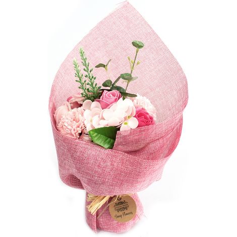 Bouquet De Fleurs De Savon Debout - Rose- Vendu par 1 (1/4)