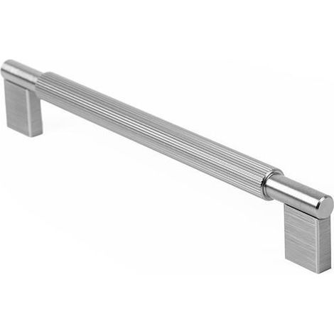 tirador aluminio modelo arpa acabados efecto inox, laton cepillado, negro cepillado acabado efecto inox dist. agujero dist. 192mm.