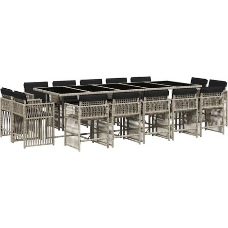 Maison Exclusive - Set da Pranzo da Giardino 15 pz con Cuscini Grigio Polyrattan (1/5)