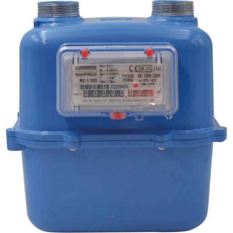 Ferrari Srl – Compteur de gaz fiscal à membrane – Débit max 6 m3/h – Norme CE-MID – Température -25° à +55°C – Emetteur d'impulsions compatible