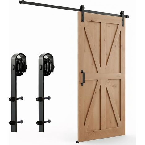 Kit completo de accesorios para puertas correderas con riel superior, que incluye robustos rieles guía de acero al carbono para paneles de puerta de 30 a 45 mm de espesor (2 m individuales). (1/5)