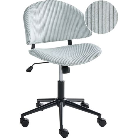 Office Chair Light Blue Corduroy Seat and Backrest Swivel Desk Computer Adjustable Height Modern Home Office KIANA