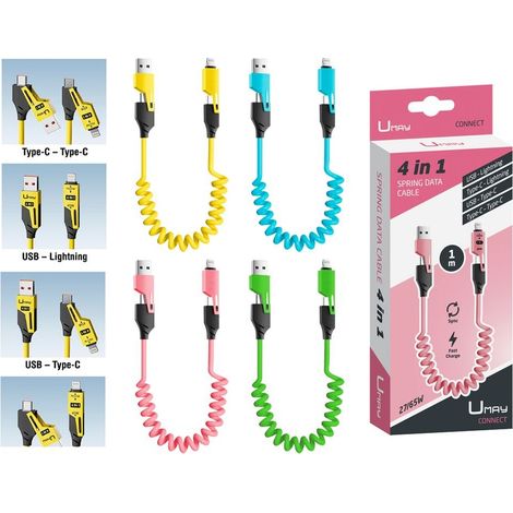 CABLE CARGADOR ELASTICO 4 EN 1