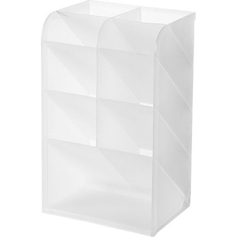 Organizer Scrivania Trasparente in PP – Design Moderno Inclinato, Multi-scomparti – Portapenne Grande Capacità – Ideale per Ufficio e Tavolo Trucco (1/4)