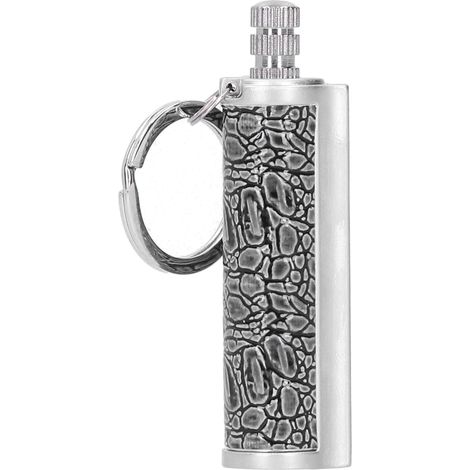 Briquet à essence vintage étanche pour extérieur, avec chaîne porte-clés, couleur gris (1/5)