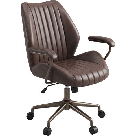 Havana - Fauteuil de bureau 45 x 92 x 37 cm, style industriel chic, en similicuir avec piètement étoile en bronze brossé (1/5)
