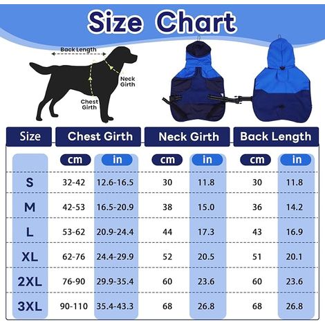 Manteaux Imperméables pour Chiens, Manteau Pluie Chien avec Capuchon et Réfléchissantes Poncho de Pluie pour Chiens(Bleu, L) (1/4)
