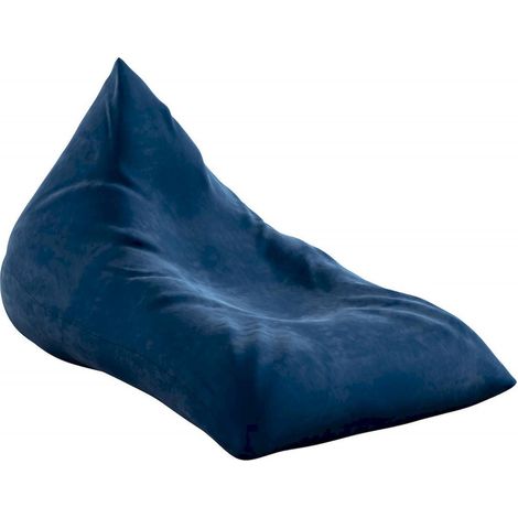 Pouf poire allongée en velours - Bleu Marine (1/3)