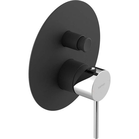 Sapho Ultramix - Grifo empotrado para 2 dispositivos, con cuerpo de montaje, negro mate/cromo UT042BC (1/2)