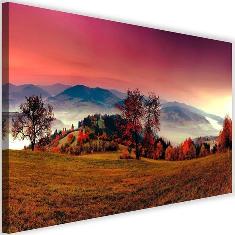 Tableau sur toile Montagne Paysage Prairie Arbre 60x40 (1/5)