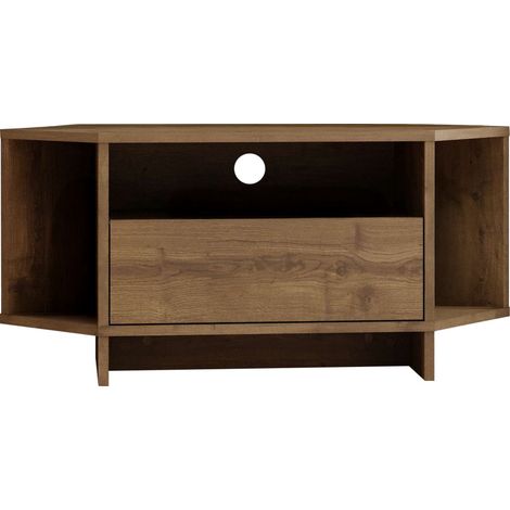 Meuble TV d'angle 1 porte en bois L95,7cm - Bois foncé - Cano (1/5)