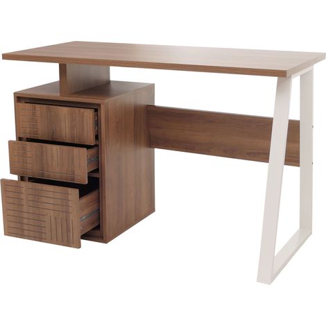 [NEUWERTIG] Schreibtisch HHG-903, Bürotisch Computertisch Arbeitstisch, Schublade, Melamin Holz, 77x118x58cm braun