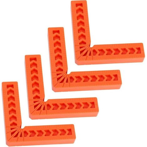 Lot de 4 équerres de positionnement à 90 degrés en plastique de type L avec pince à angle droit - Outil de menuiserie pour cadres photos - 10cm (1/5)