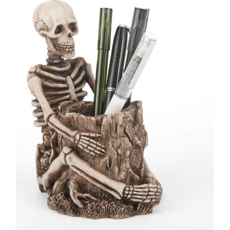 Skull Pen Holder, Stationery Pen Holder, Makeup Brush Holder, Storage Organizer, Desktop Decoration, Storage Container, Box, Keychain, Skeleton Gift (1/5)