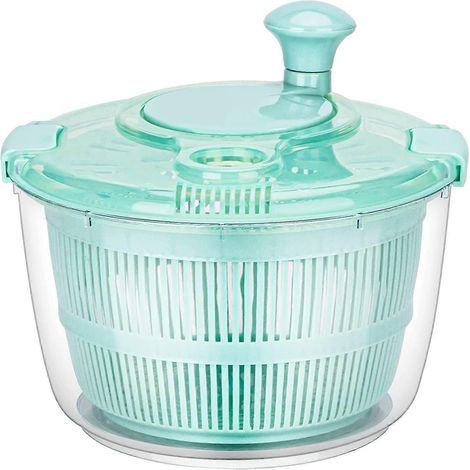 Large salad spinner, quick drying, BPA-free, fruit washer with bowl, non-slip mat and safety lock (1/5)
