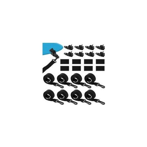 Lot de 24pcs Kit Fixation pour Enrouleur de Couverture Solaire de Piscine, Comprenant 8 Sangles Couverture Solaire avec Crochets et 8pcs Clips et 8 Attaches Tactiles Accessoires Piscine Creusée (1/5)