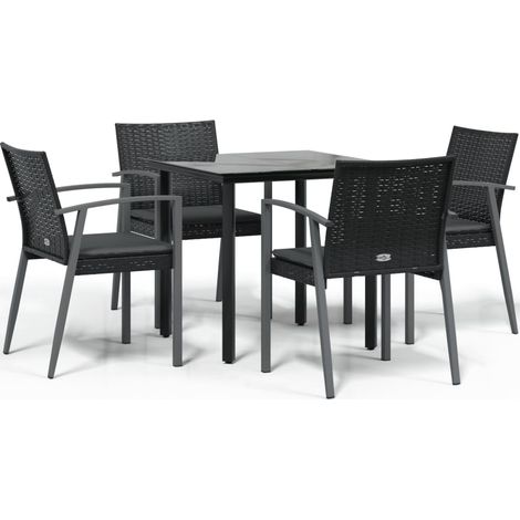 Maison Exclusive - 5-tlg. Garten-Essgruppe mit Kissen Poly Rattan