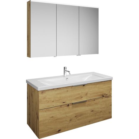 Set burgbad Eqio, composé d'une armoire de toilette à gauche,