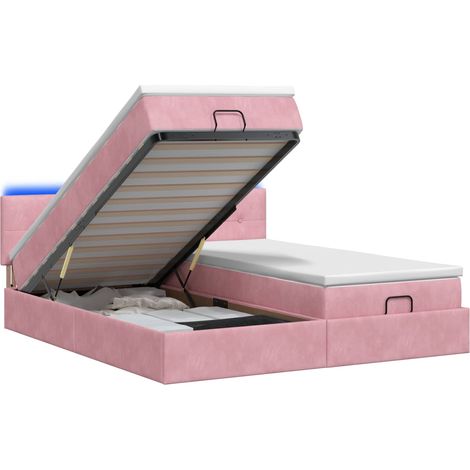 Maison Exclusive - Lit coffre avec matelas et LED Rose 180 x 200 cm Velours (1/5)