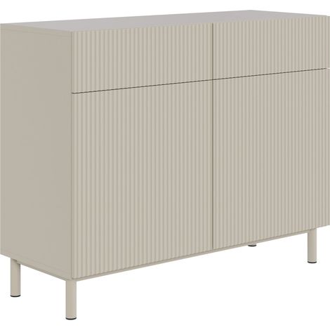Selsey Veldio New – Sideboard zweitürig mit Rillenfront und 2 Schubladen, Greige, 100 cm