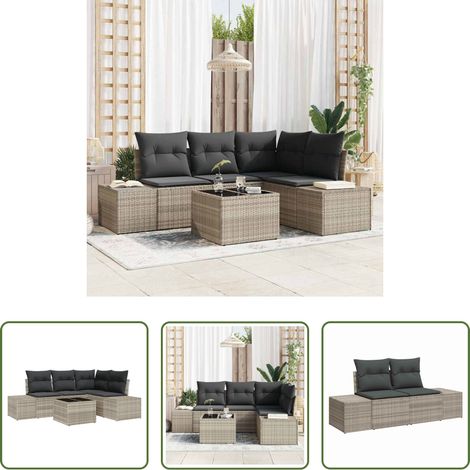 Terrassensofa -  Gartensofa-set 5 pcs Hellgrau Poly-Rattan (1/5)