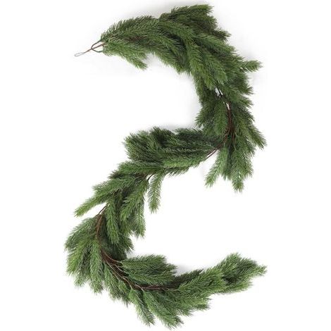 180cm Guirlande de Noël Sapin Artificiel en PP 131 Tips Aiguille Souple, Guirlande Imitation Sapin Décoration Intérieure et Extérieure, pour Cheminée, Escalier, Porte, Fenêtre, Vert (1/5)