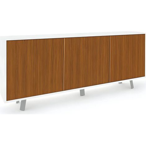 Credenza buffet moderna bianca con tre ante in rovere (1/4)
