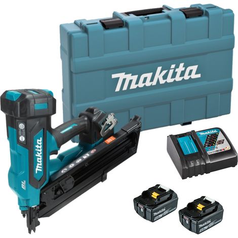 Makita DBN900RTE 18V LXT Brushless 3-1/2 Framing Nailer, 30° Clipping Head - 2x 5Ah Batteries, Charger & Carrying Case
