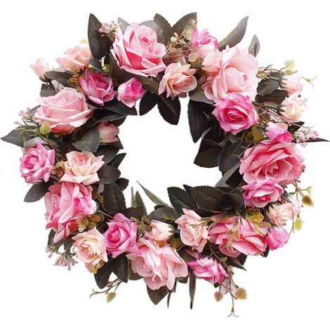Couronne de porte, couronne de roses artificielles - quatre saisons à venir-AquaForge (1/4)