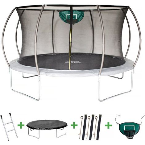Trampolin mit Innennetz und Basketballkorb "Jumper" Ø 4,25 M - Grau (1/5)