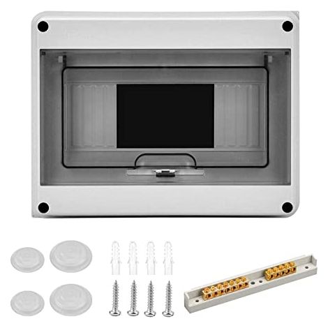 Boîte à fusibles en saillie - Répartiteur en saillie - Boîtier étanche IP65 pour pièces humides - Pour jardin, colonnes de chargement ou extérieur (8 modules) (1/5)