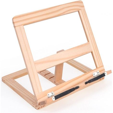 Support Livre Réglable - Bois Pin Naturel - Hauteur Réglable en 4 Positions - Pour Livres Recettes Tablettes Ordinateurs Portables - 1 Pièce (1/5)